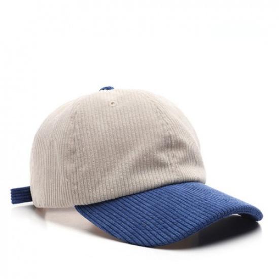 Men Casual Corduroy Baseball Cap Adjustable Strap Two Toned Trucker Hat Summer