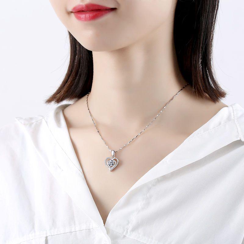 Pt950 White Gold Heart Pendant Necklace - Perfect Qixi Valentine's Day Gift for Her