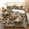 Skull Microfiber Duvet Cover with Zipper Pillowcase 75x50 cm, Home Bedding Set Halloween Single Double Bed Luxury gift for boys
