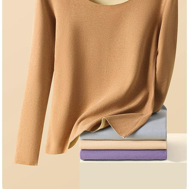 Women's Seamless Thermal Underwear Set - Round Neck, Autumn/Winter Warmth