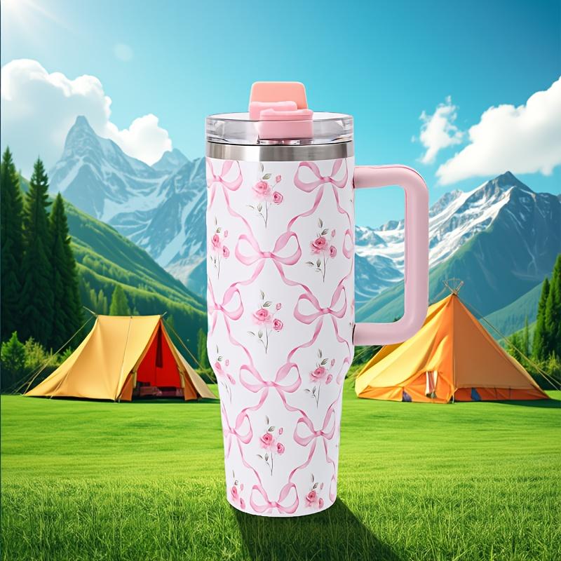 40oz Car Thermal Cup For Outdoor Camping Hot Cold Coffee Mug Jumbo Stainless Steel Thermos With Handle Straw Drink Water Bottles