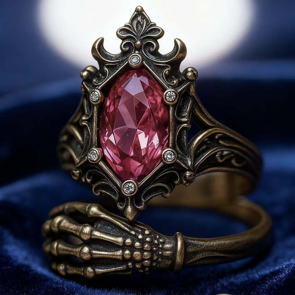 Vintage Gothic Skull Rose Ring For Men WoVintage Gothic Skull Rose Ring For Men Women Hip Hop Biker Finger Ring Halloween Birthd