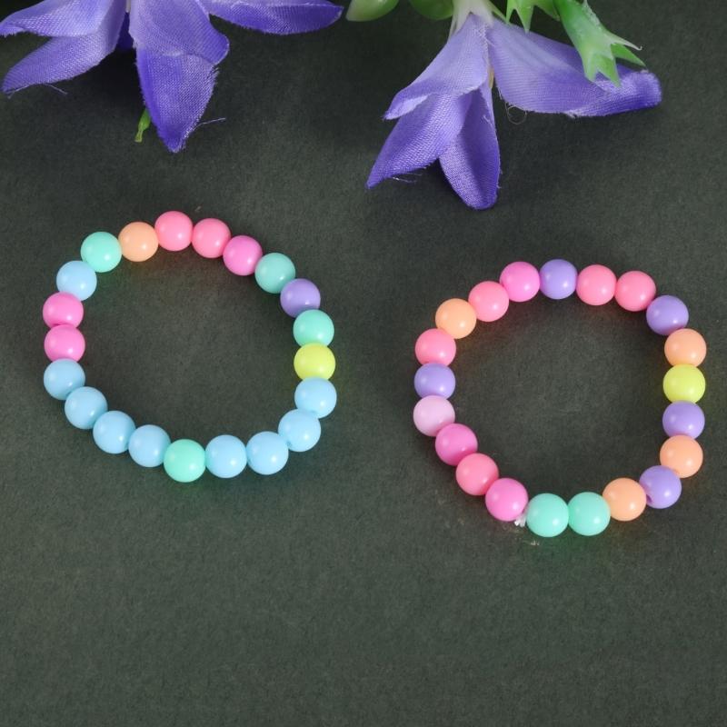 10-piece Set of Colorful Elastic Bracelets for Little Girls Bracelets for Teenagers and Children Pearl Beaded Bracelets