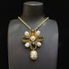 Vintage Gold Cross Pearl Brooch & Necklace - Dual-Use Accessory for Sweaters, Coats, and Suits.