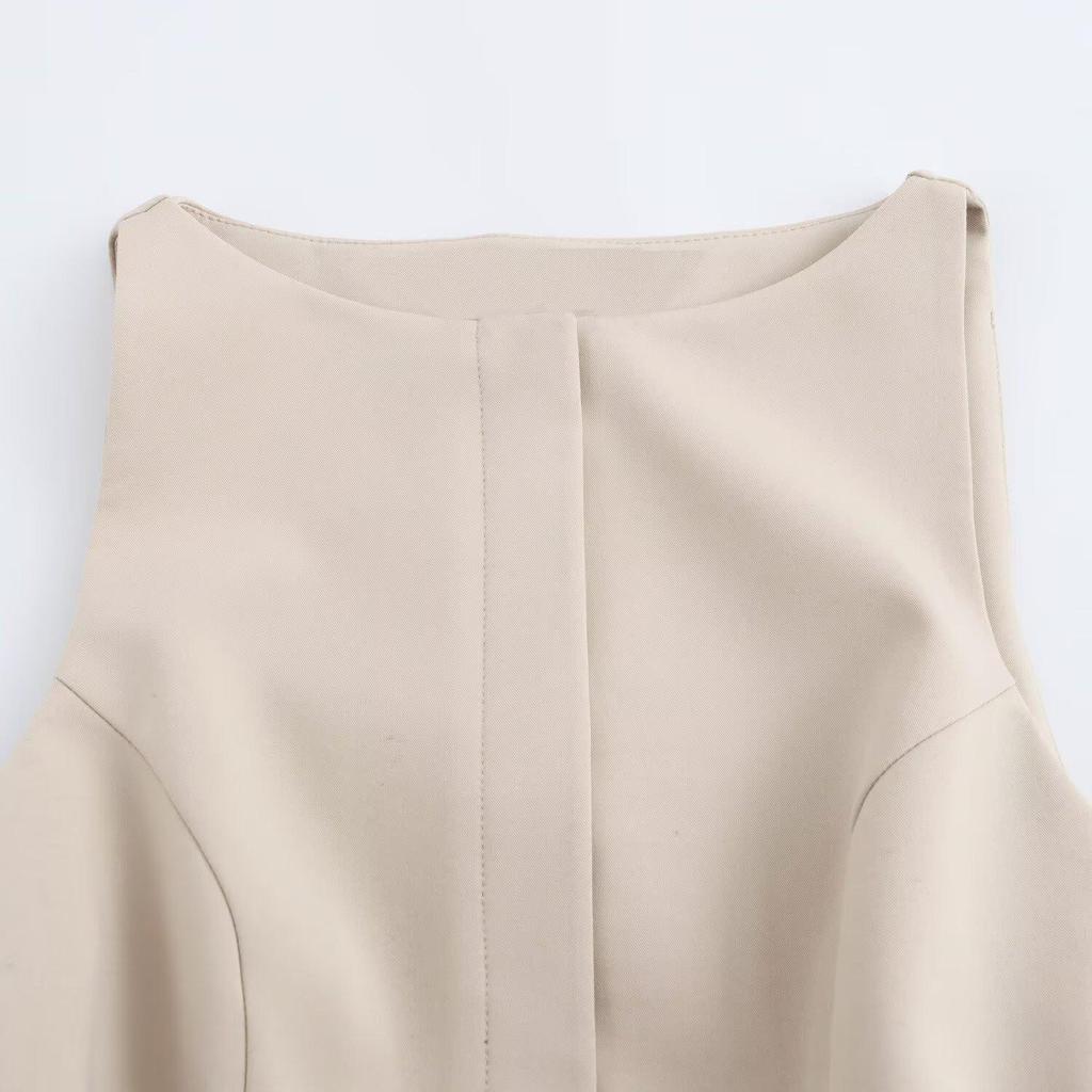 Frühling 2025 Damen Slim Rundhals Lagenlook Gürtel Patchwork Kleid