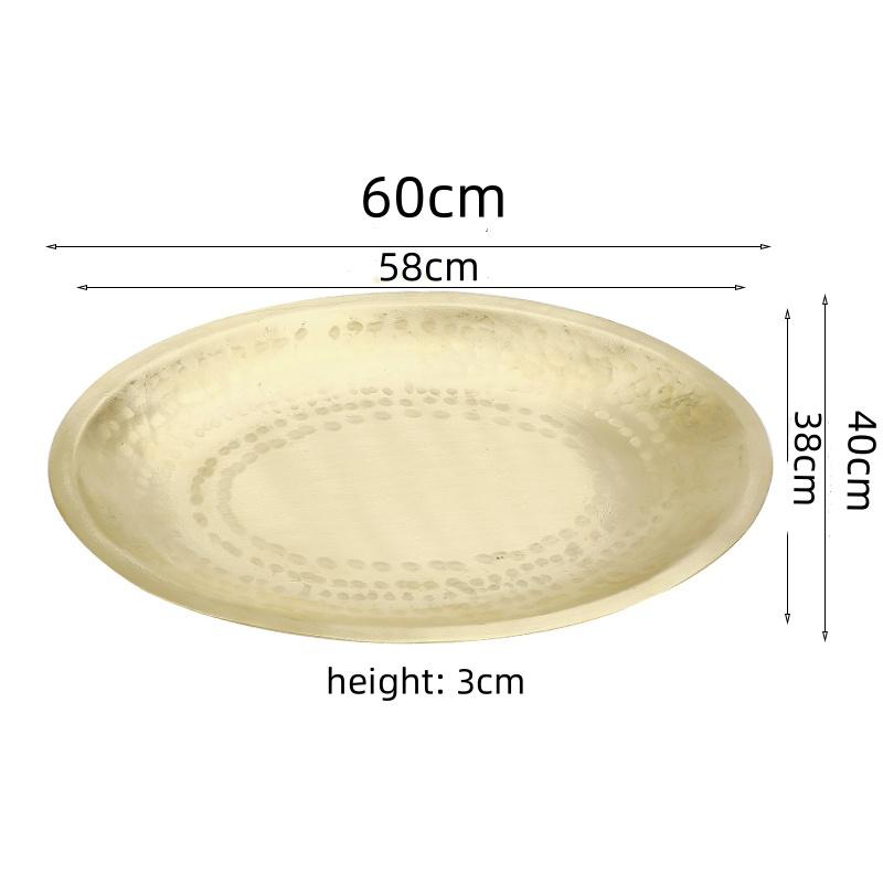 Pure copper Golden Storage Tray Metal Oval Dinner Plate Cake Display Kitchen Household Fruit Salad fish Plate Western Steak Tray