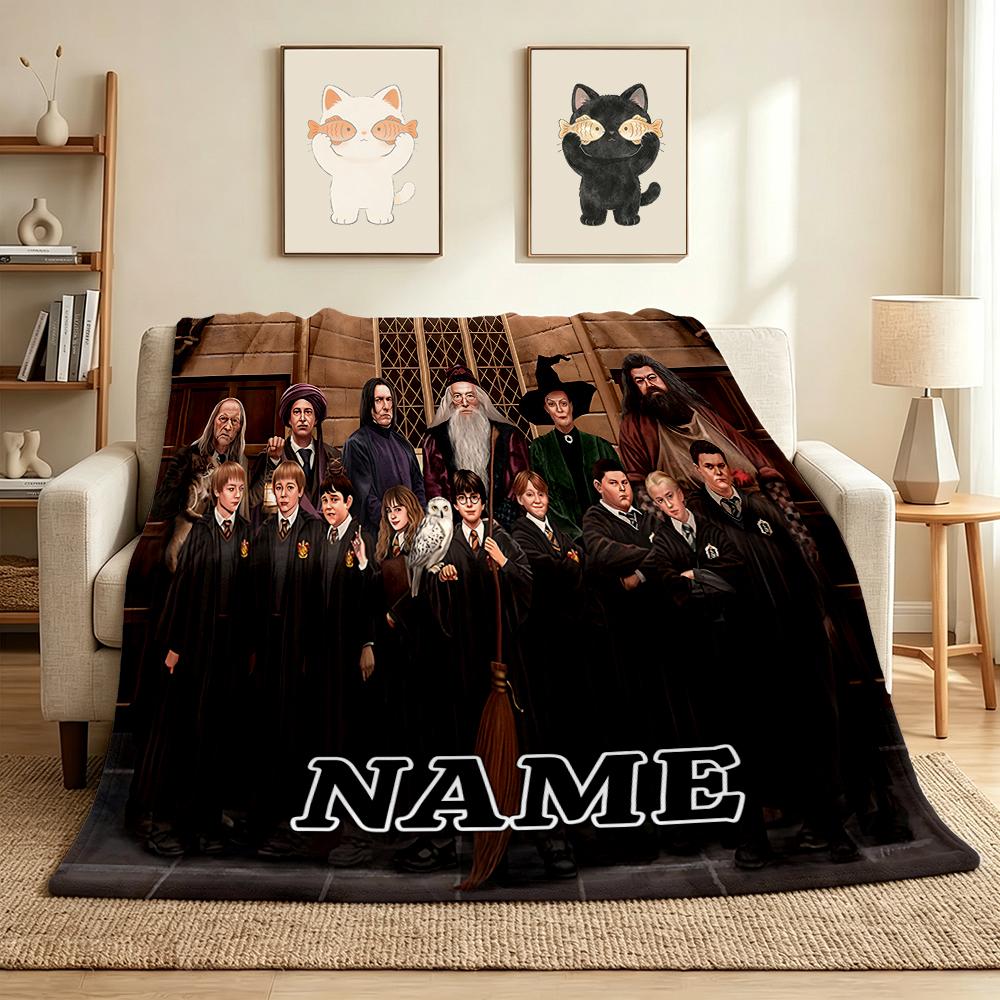 Custom Name Floral Fantasy Flannel Blanket Throw Blanket Soft Warm Sofa Bed Home Decor Unique Gift