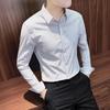 V-Ausschnitt Hemd Herren Langarm Trend Hübsches Schlank Casual Kragen Gestreiftes Hemd