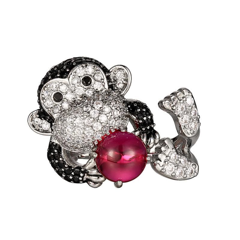 New Ring Accessories Monkey With Inlay Fashionable Luxurious Women's Style Open Mouth High-end Jewelry