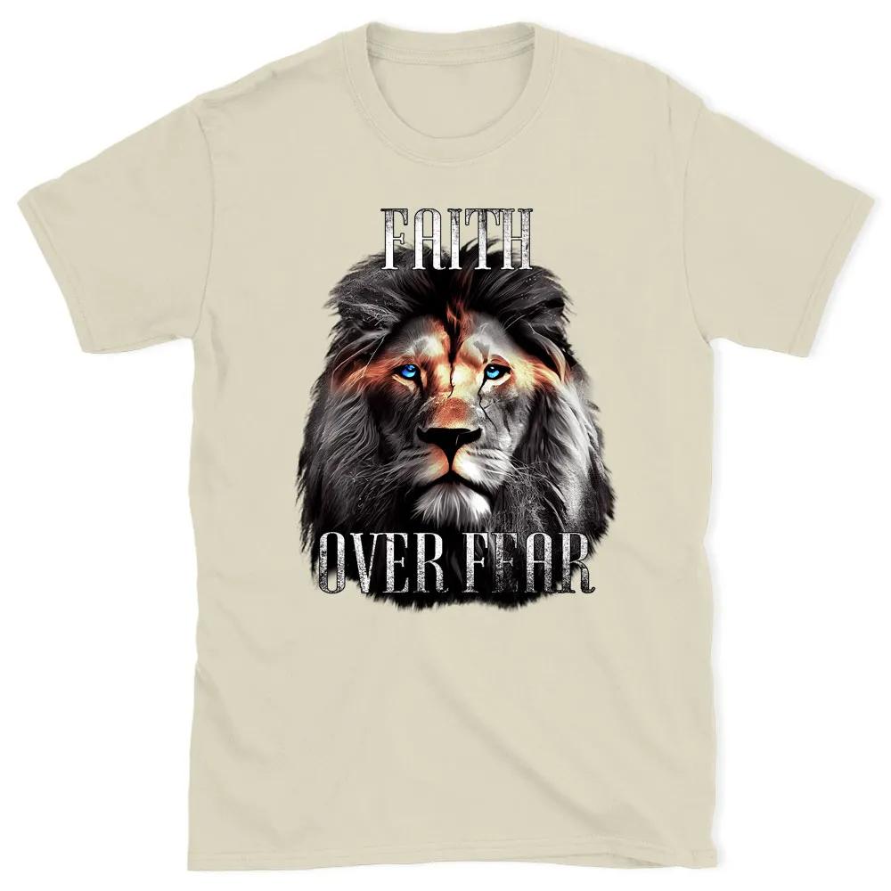Faith Over Fear Chirstian TShirt Mens and Womens Short Sleeve Cotton Tees Retro HipHop Tops Summer Blouse Men Clothing