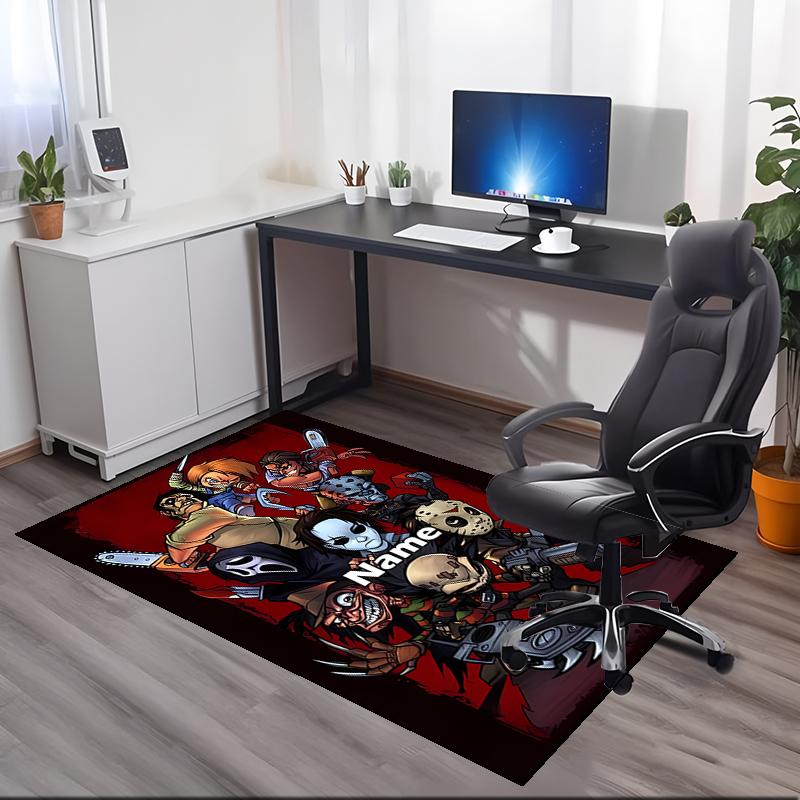 Benutzerdefinierter Name Halloween Horror Bedruckter Teppich, für Bürostuhl Wohnzimmer Schlafzimmer Küchenraum Dekor Geschenke.