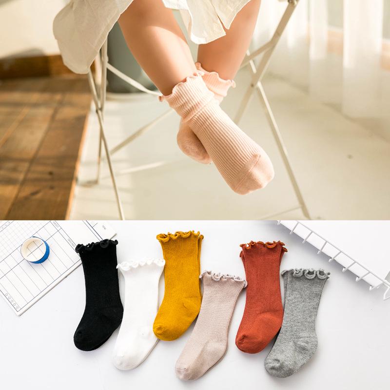 Frühlings- & Herbst Babysocken mit Rüschenkante für 0-3 Jahre - Baumwoll-Stapelsocken für Mädchen