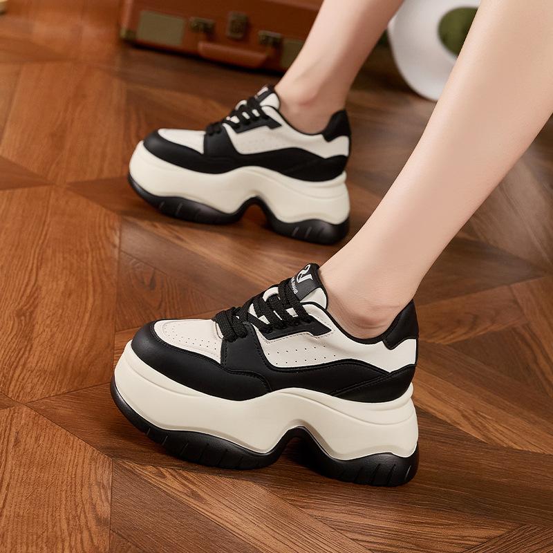 Fashion Women's Thick Bottom Platform Sneakers Soft Sole Sports Casual Shoes Versatile Heightening Shoes Autumn New Style White Sneakers
