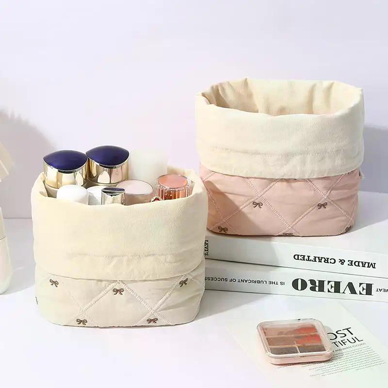 Kosmetiktasche Große Kapazität Kordelzug Make-up-Tasche Für Reisen Weiche Aufbewahrungstasche Haushalts-Tischorganizer Reiseutensilien
