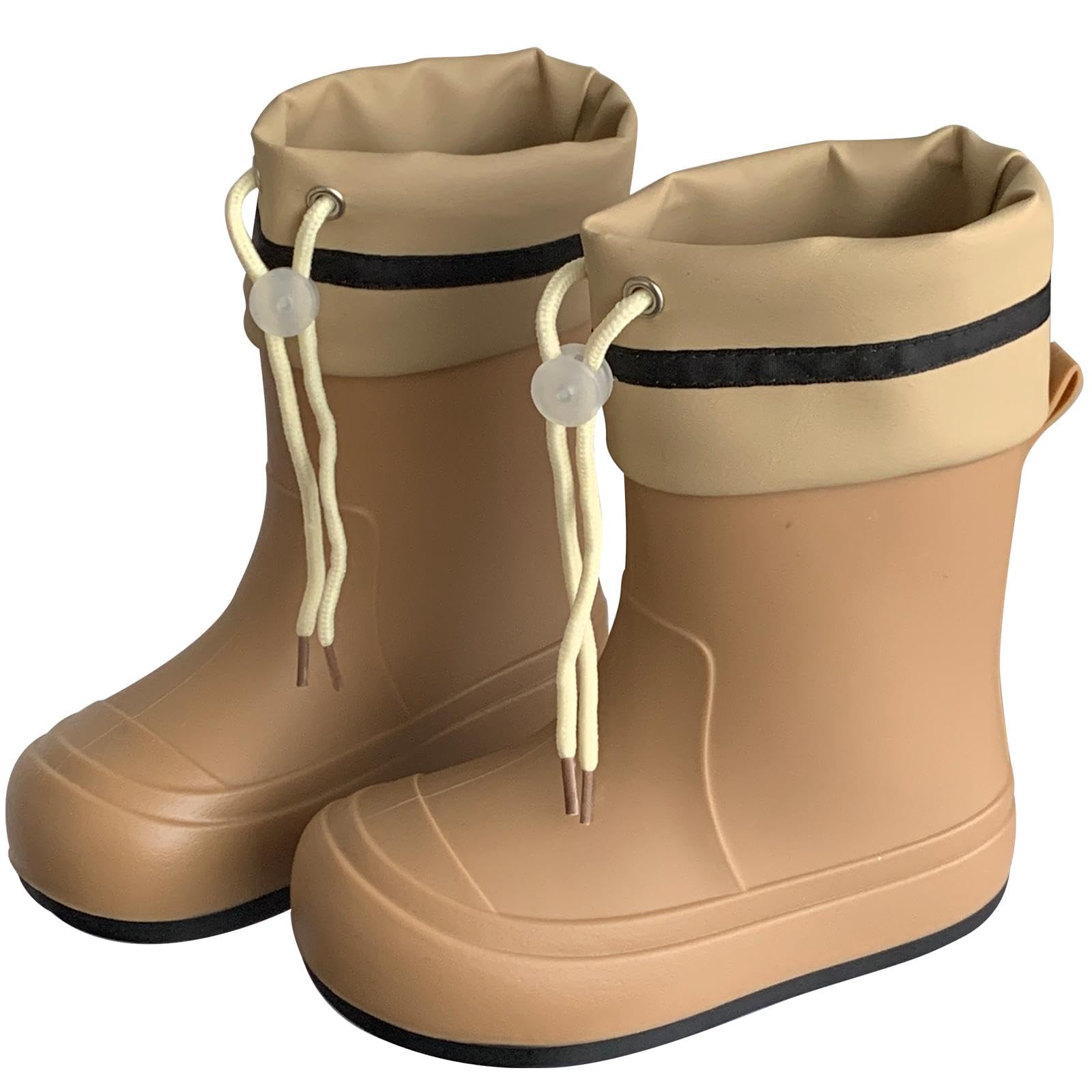 

Mishansha Kids Rain Boots with Hood, Waterproof, Lightweight, Non-Slip, for Boys and Girls, Perfect for School, Size 17.5cm, Khaki
