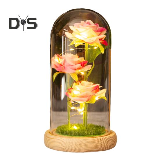 

Консервированная роза в стеклянном куполе со светодиодной подсветкой Вечный цветок Романтичный подарок на вечную розу для женщин на День святого Валентина День матери