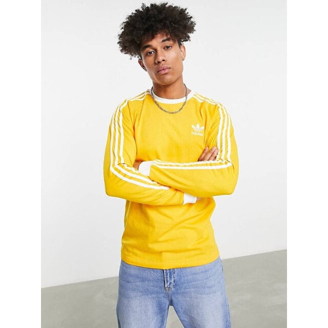 

Золотистая футболка с длинными рукавами и 3 полосками adidas Originals Adicolor