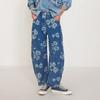 Women Baggy Mid Waist Jeans Wide Leg Loose Boyfriend Denim Pants Straight Leg Cropped Barrel Jeans