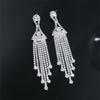 Luxurious long tassel earrings with full diamonds for women