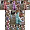 Abito Lungo Maxi Estivo Casual da Donna con Stampa alla Moda per Uscite in Spiaggia
