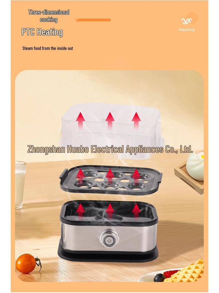Compact Stainless Steel Multifunctional Egg Cooker for Steamed Eggs - Portable Kitchen Breakfast Machine