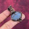 Shungite Gemstone Pendant Rainbow Moonstone Jewelry Copper Wire Wrapped Pendant
