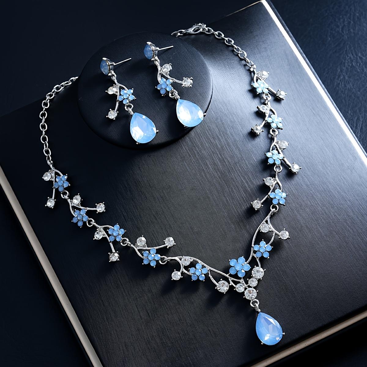 Two-piece elegant necklace and earring jewelry set, light luxury fashion bridal wedding accessories
