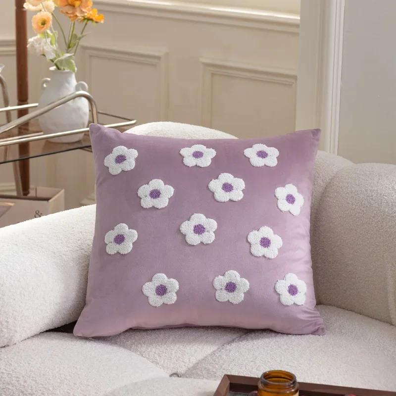 2024 New Dutch Velvet Towel Embroidered Throw Pillow Cushion Sofa Throw Pillow Bedside Pillowcase Velvet Including Pillow Core