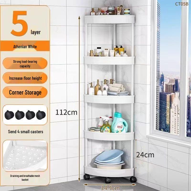 Triangular Multi-Layer Corner Shelf for Bathroom, Kitchen, Bedroom, and Living Room Storage