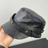Fashion Hat Retro Street Old Leather Rivet Flat Top Cap Premium Temperament Casual Versatile Face Small Equestrian Cap