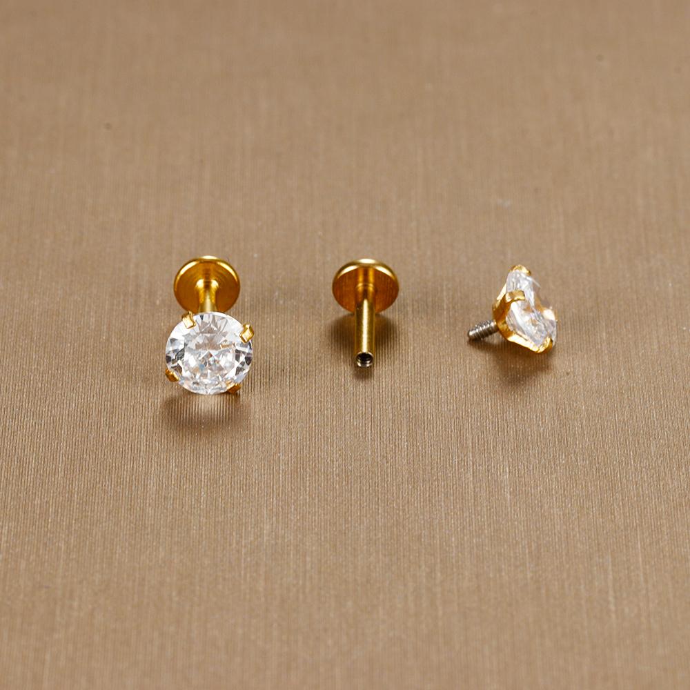 2PC Labret Tragus Stud Earrings 16G Surgical Stainless Steel CZ Crystal Monroe Helix Cartialge Conch Medusa Lip Body Piercing
