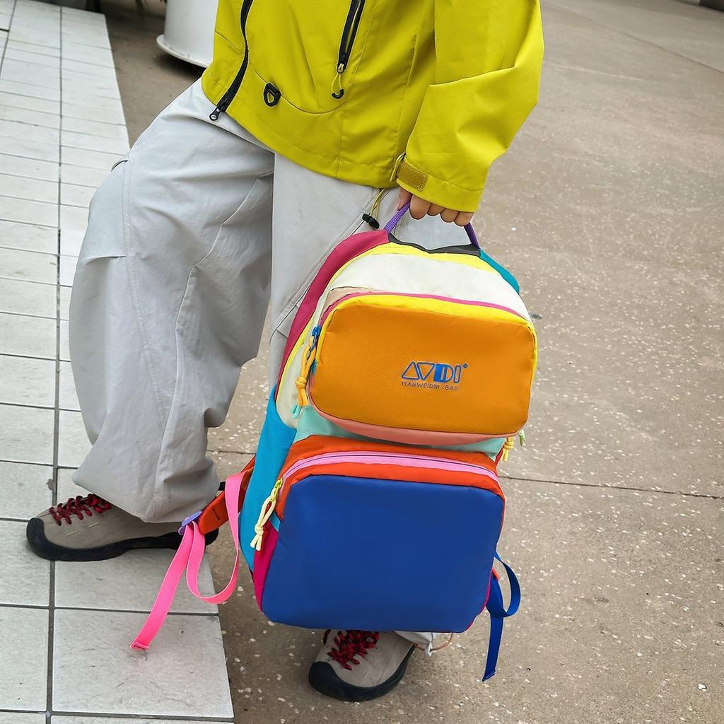 Schoolbag color matching trend outdoor backpack versatile fashion large capacity student bag trend backpack student bag