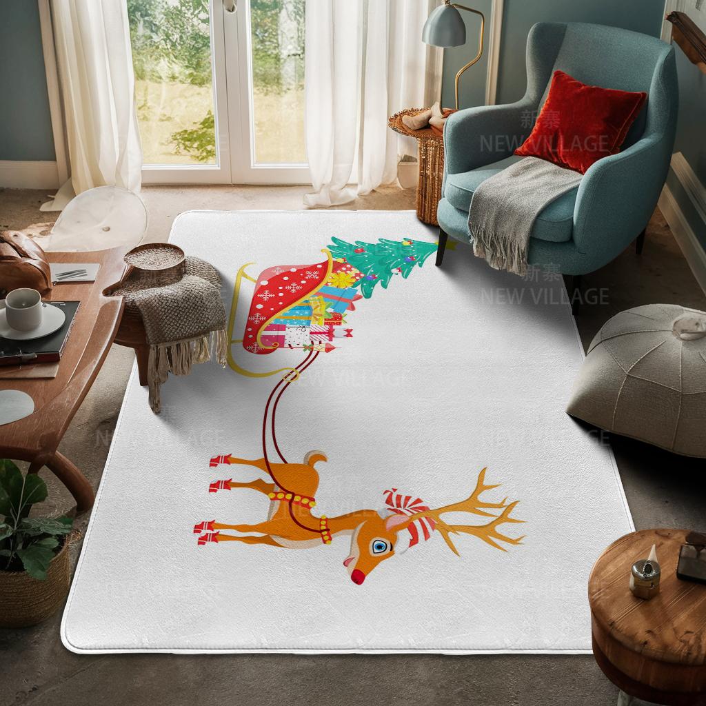 House Entrance Carpet Home Door Mat Living Room Bath Foot Bathroom Non-slip Water Absorption Rugs Bath Merry Christmas Winter