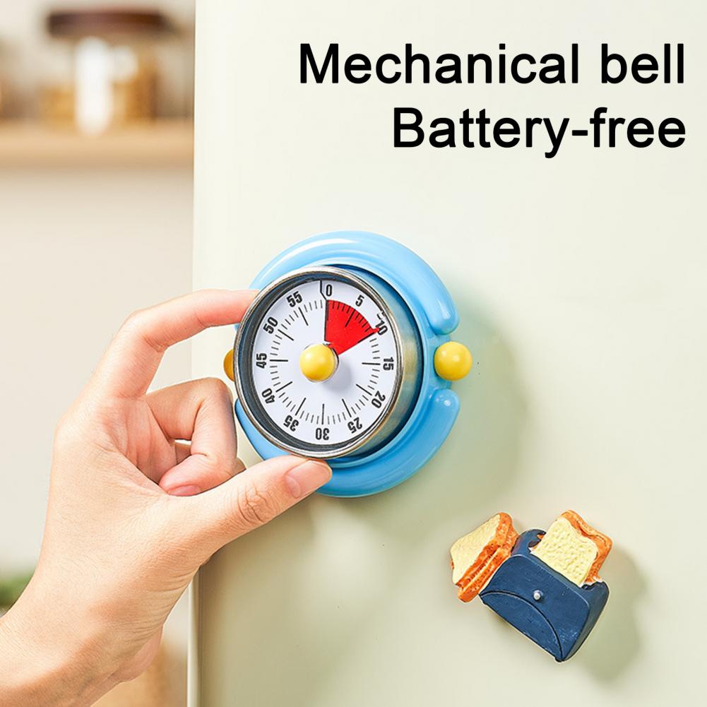Magnetic Kitchen Timer Mechanical Kitchen Timer 60-minute Countdown Retro Stainless Steel Cooking Timer with Magnetic Attachment