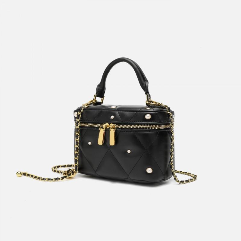 Structured Box Bag With Chain Strap Small Crossbody Handbag Women Street Style Daily Use