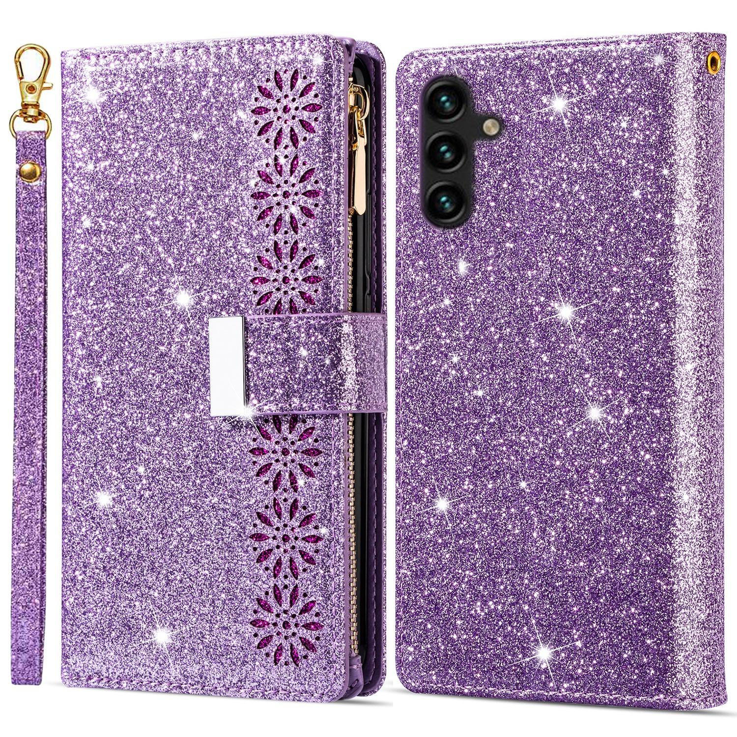 

For Samsung Galaxy A36 5G Case Starry Sky Carving Leather Wallet Phone Cover Purple