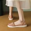 Summer Women's One-word Sandals Casual Non-slip Platform Sandals Buckle New Rear Empty Comfortable Soft-soled Women's Sandals
