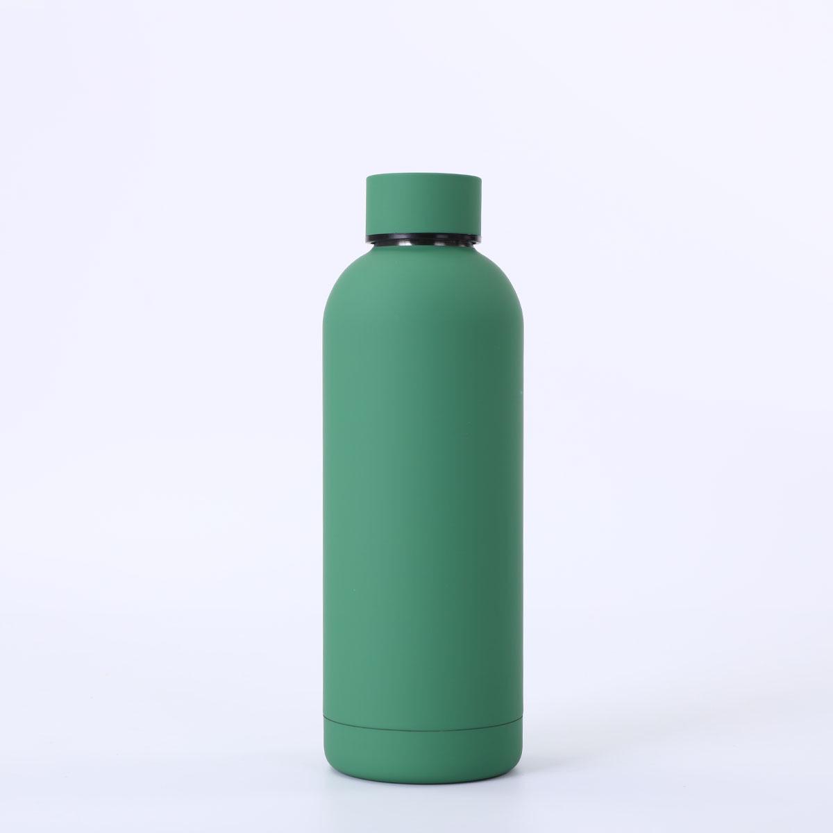 

Large Capacity American Style Stainless Steel Water Bottle with Silicone Handle - Insulated and Portable for Outdoor Sports, Small Mouth Design. 500ml зелений