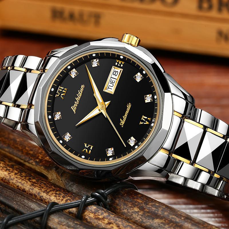JINSHIDUN New Business and Leisure Men's Watch Automatic Mechanical Watch Luminous Waterproof High-end Business Watch Male
