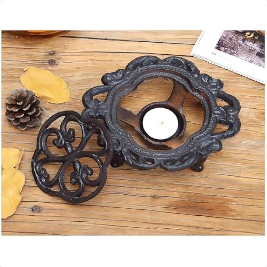 

Чугунная подставка-подогреватель для чайника, блюдо для чашек, подогреватель, сверхпрочная и декоративная подставка-подсвечник, 6,1 дюйма, в форме цветка United States