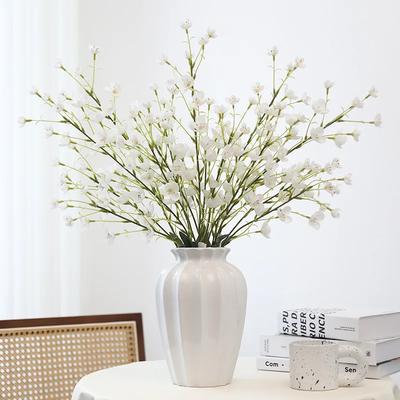Lot de 5 pièces Fleurs d'Ambrette Artificielles Décoration de Mariage Campanule Fleur en Soie pour Accessoires de Maison Arrangement Floral de Fête