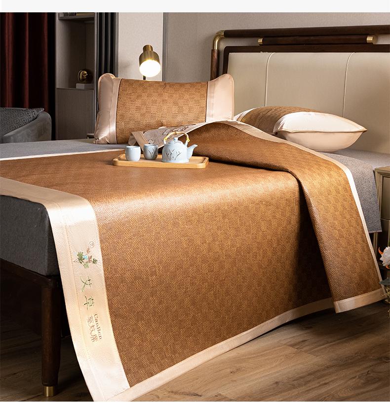 Summer Double-Sided Foldable Rattan and Ice Silk Cooling Mat