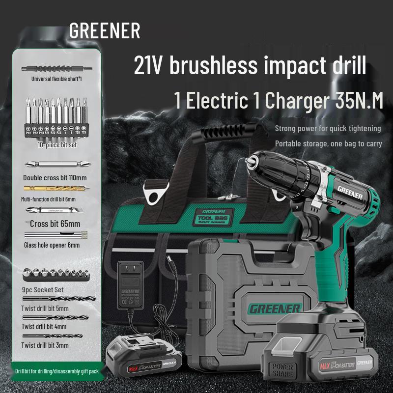 Green Forest 21V Brushless Cordless Impact Drill/Driver CN plug (adapter included)