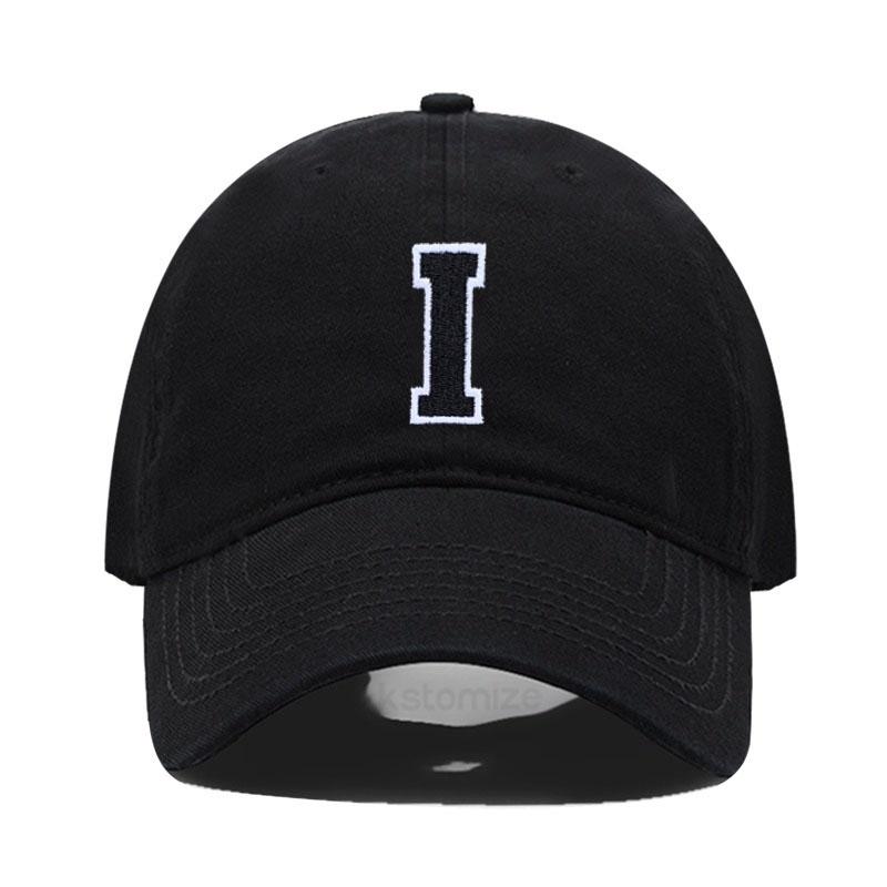 Initial Letter A-Z Black Baseball Cap For Men Womne High Quality Soft Cotton Embroider Fashion Team Sport Visors Snapback Caps