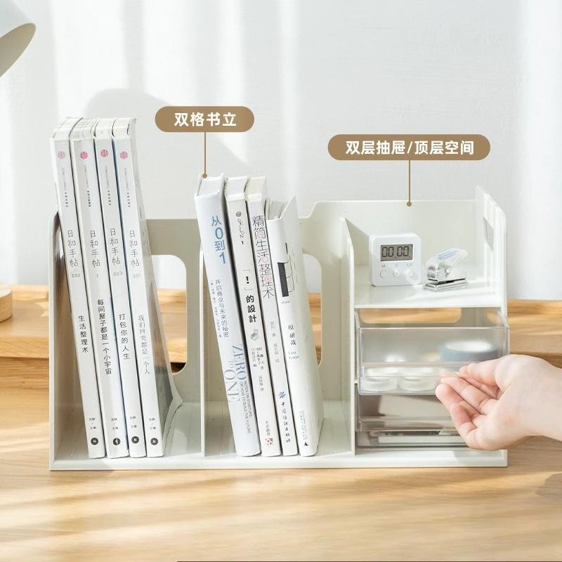 Bookstand with Drawers, Student Desktop Storage Panel, Storage Box, Bookshelf
