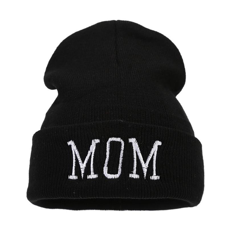 Autumn Winter DAD MOM Embroidery Round Machine Knitted Hat Mom Dad Knitted Hat Cold Hat