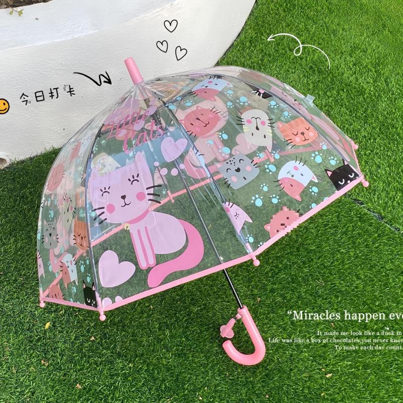 Ombrello Trasparente Manico Lungo Unicorno per Bambini - Carino Design Cartoon per l'Asilo
