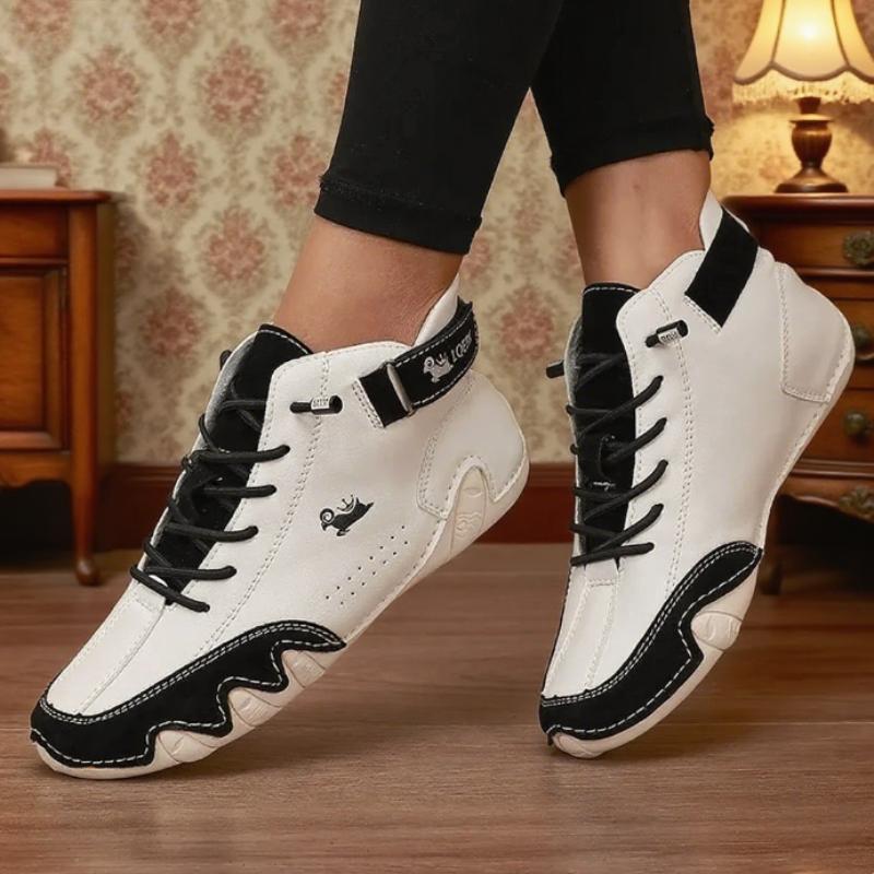 Spring and Autumn Women's Loafers Handmade Leather British Middle Top Bare Boots Anti Slip Comfortable Casual Shoes for Women