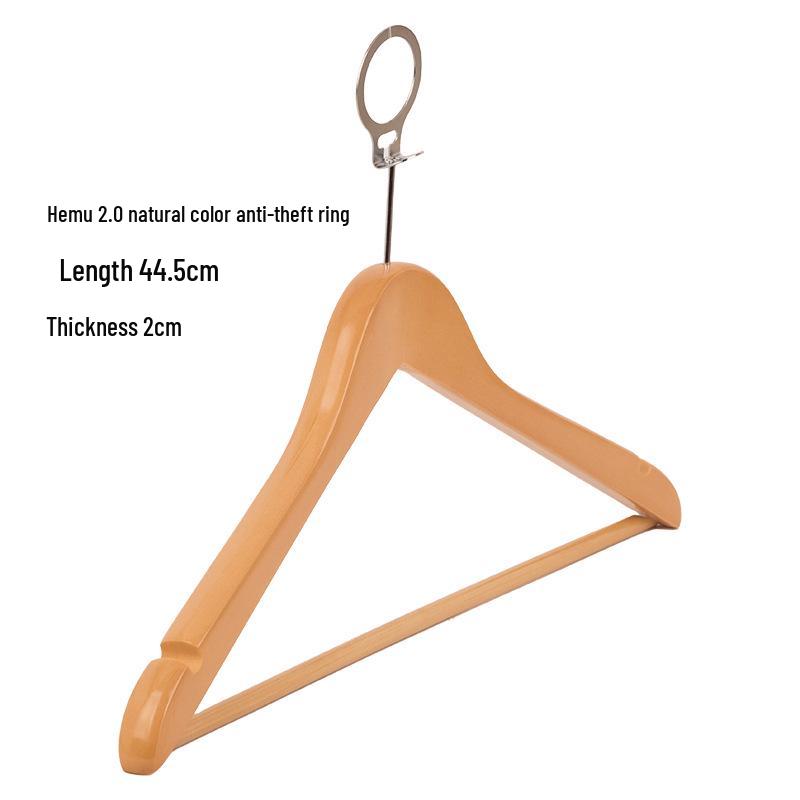 Five-Star Hotel Solid Wood Wide-Shoulder Non-Slip Hangers with Anti-Slip Clips