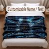 Manchester City Printed Flannel Blanket Custom Name Text Soft Warm Throw For Bedroom Holiday Gift